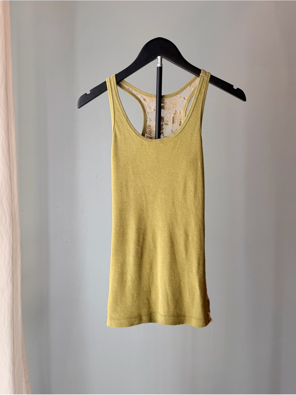 Vintage Y2K Green Racerback Tank S Floral Lace Fairy Grunge 90s Festival Boho